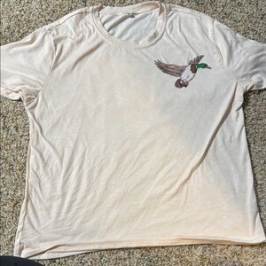 Cream T-Shirt with Duck Embroidery